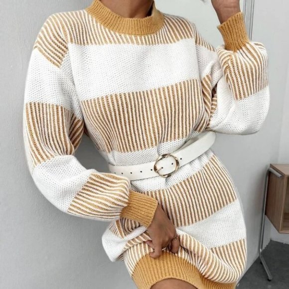 Striped Print long sleeve Sweater Dress - Picture 5 of 6